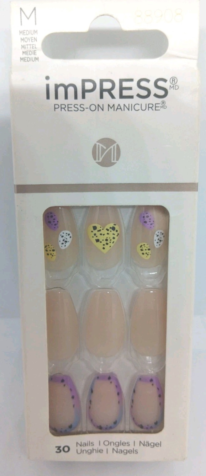 Kiss impress gel nail SET No Glue Mani 30 Nails medium length bright sky new