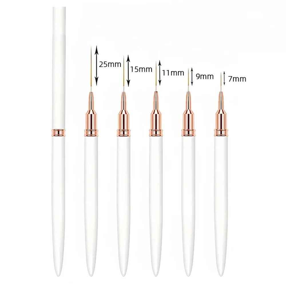 5Pcs Nail Art Liner Brushes Fine Detail Drawing Painting Pens Set 7/9/11/15/25mm