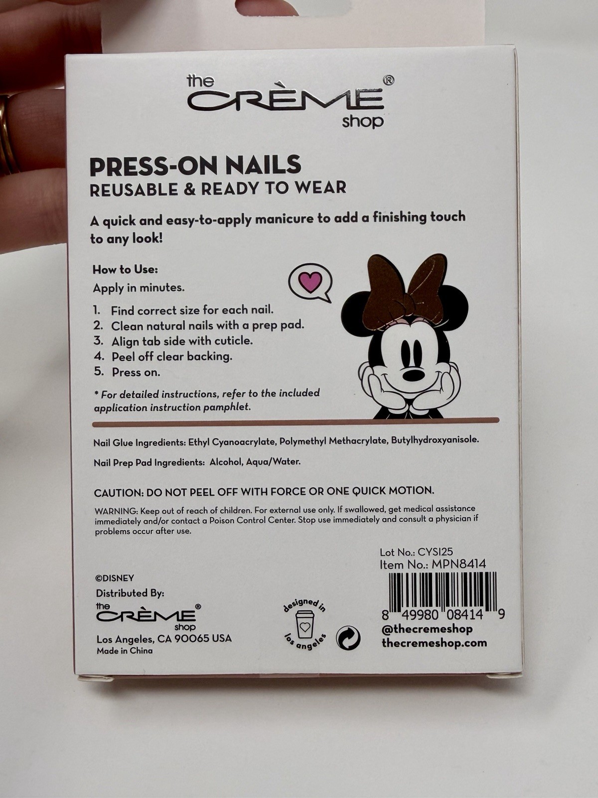 The Crème Shop Disney Minnie Mouse Press-On Nails Medium Almond Gel Effect Pink