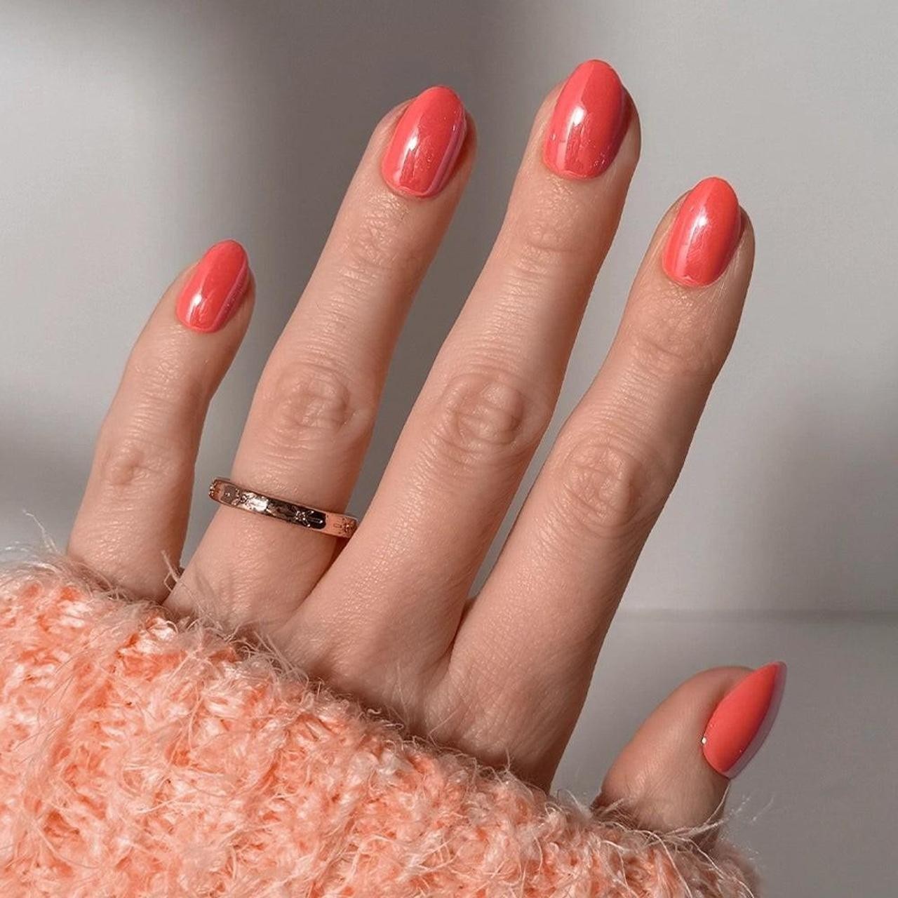 Glamnetic Lush Coral Press-On Nails – Partial Set (Glazed Short Oval)