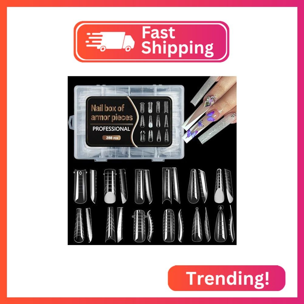 ADULLPONY 288 PCS Nail Dual Forms for Polygel, Nail Forms for Builder Gel, 12 Si