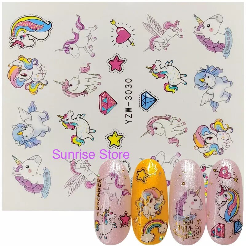 Nail Art Water Transfer Sticker Magical Unicorn Rainbow Cloud Little Pony Deca