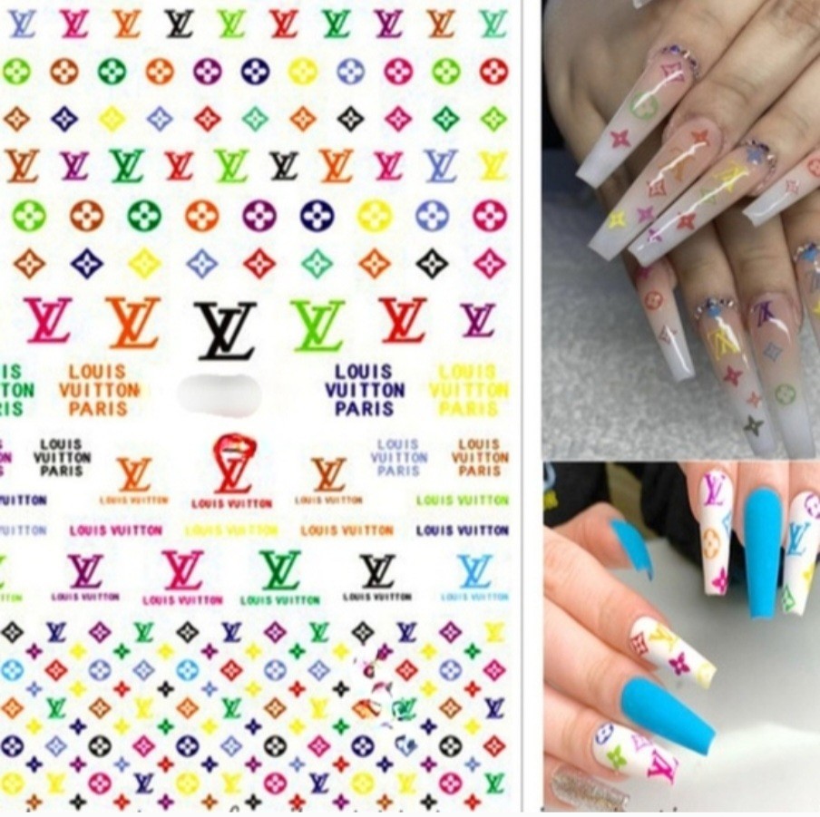 NWT NAIL ART DESIGN SELF-SEAL STICKERS N°021: MULTICOLORED PASTELS!
