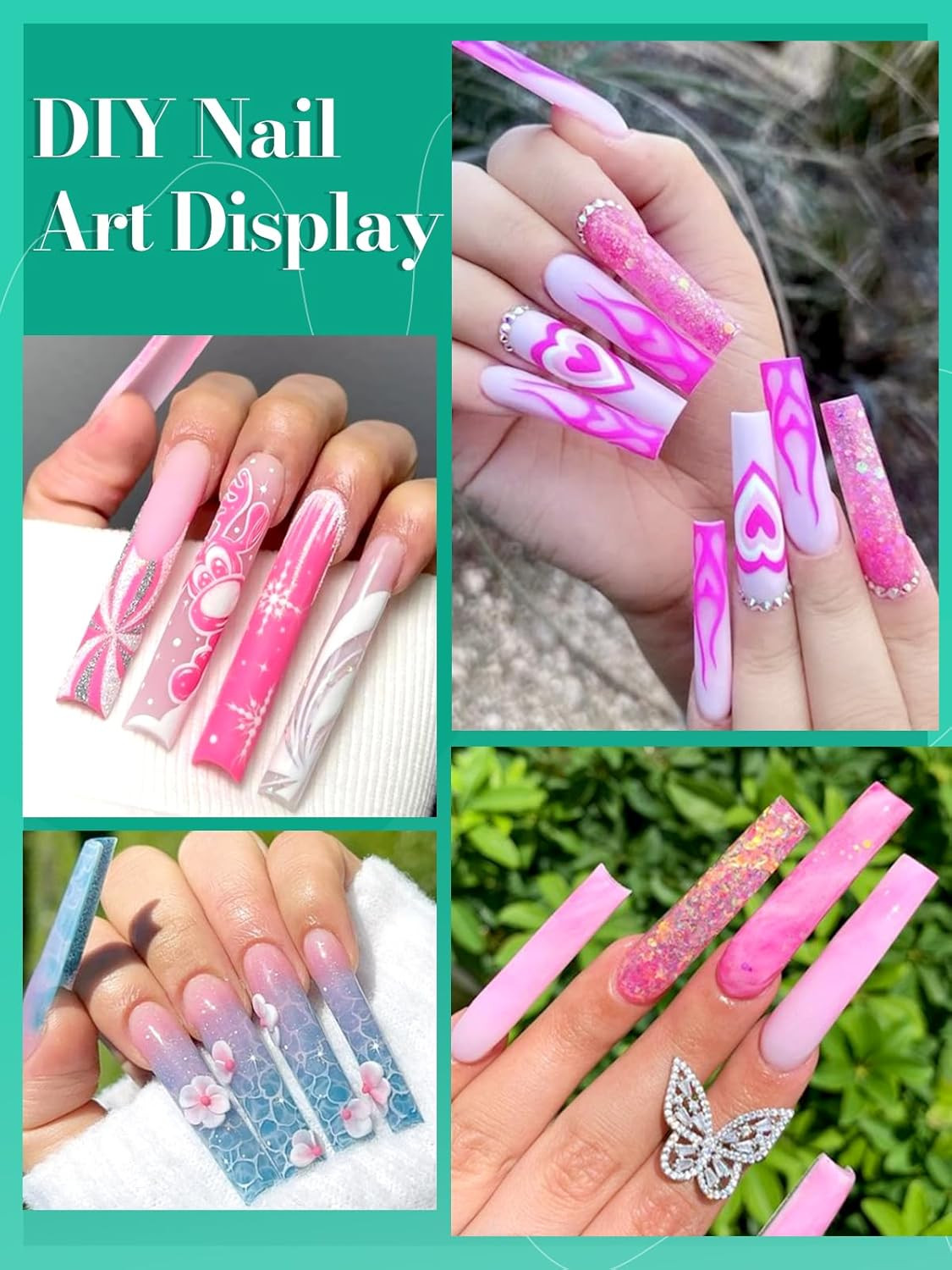 504 PCS No C Curve Clear Nail Tips for Acrylic Nails Professional, 3XL Extra Lon