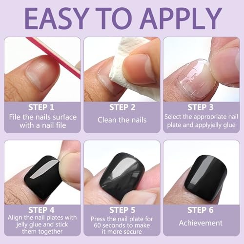 Press on Nails Square, 576PCS Square Press on Nails Multicolor Medium Square
