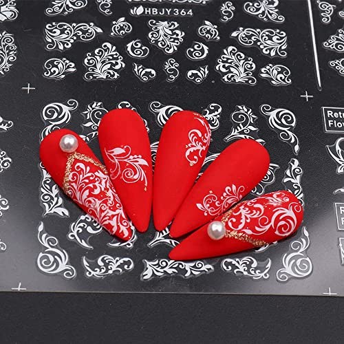 Flowers Nail Art Stickers Decal ,White Flowers Nail Stickers Nail 361-372 White