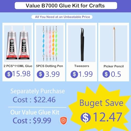 B7000 Adhesive Rhinestones Glue for Crafts, 2PCS 110ml / 3.7 2 PCS(Total 220ml)