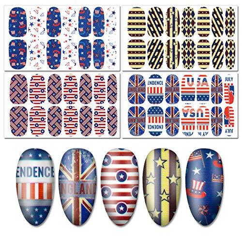16 Pcs Independence Day Nail Strips Polish Stickers Fourth of July Self KIT6A
