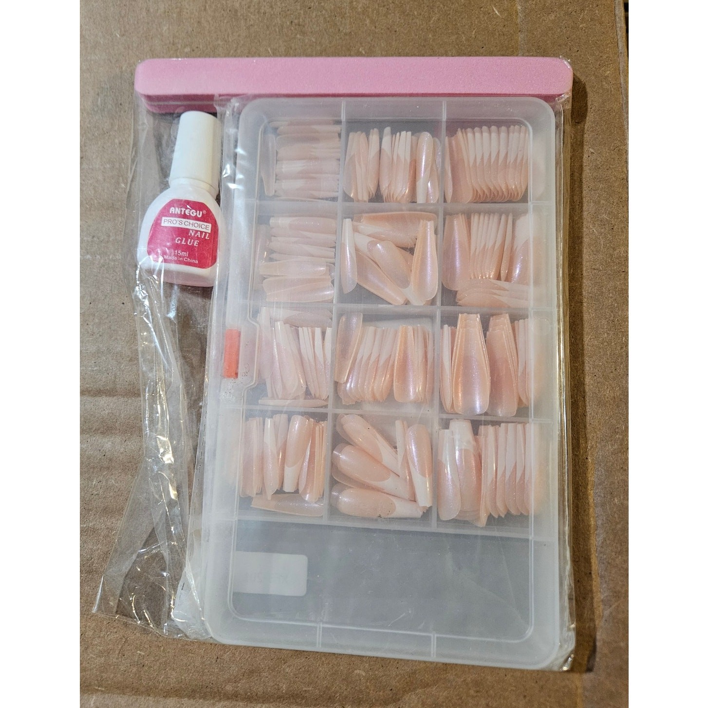 SET 240 PCS White French Tip Press-On Nails w/ Antegu Pro’s Choice Nail Glue