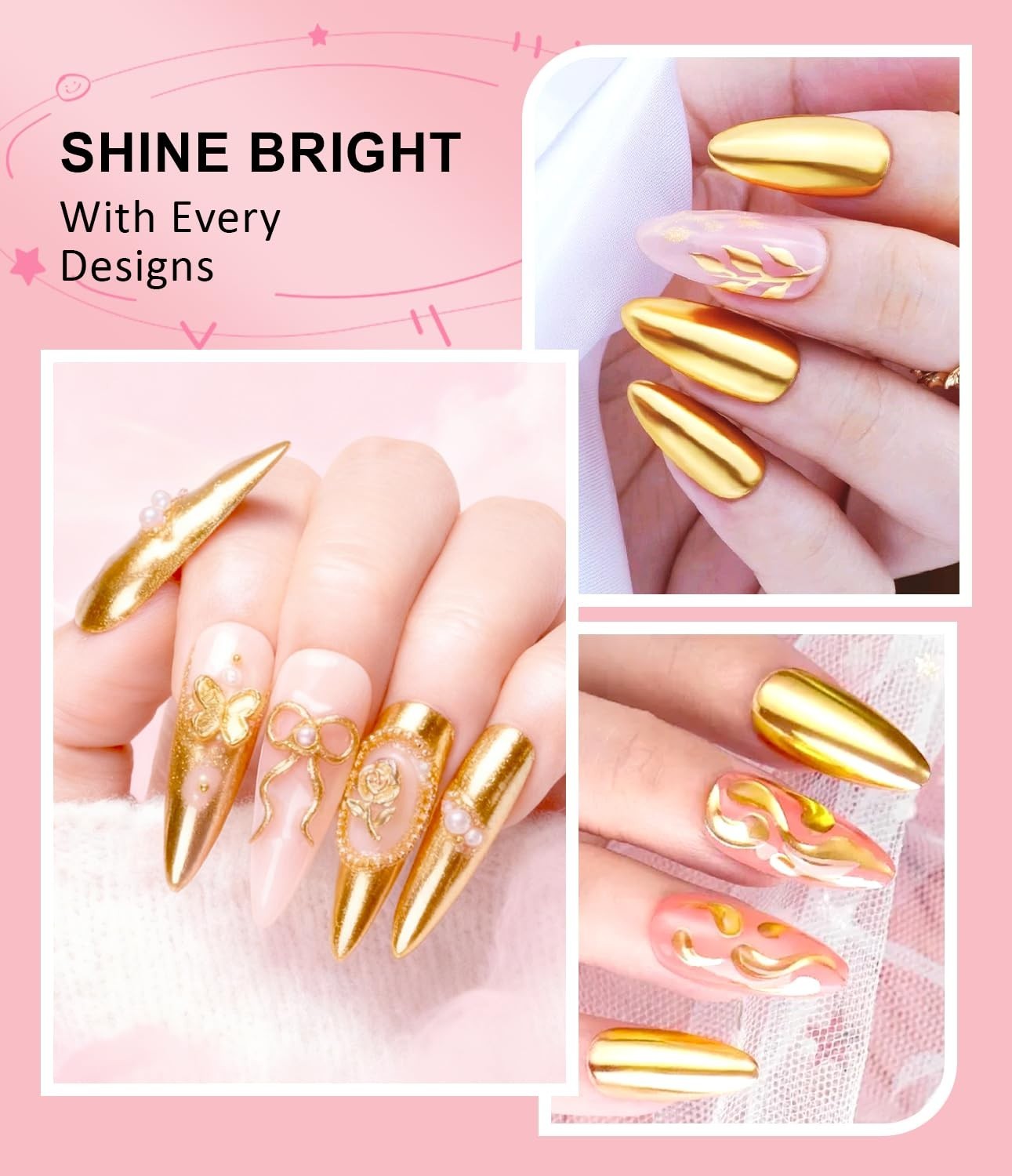 DIY 3D Nail Art Kit with Clear Gel & Chrome Powder – Ideal Gift for Enthusiasts