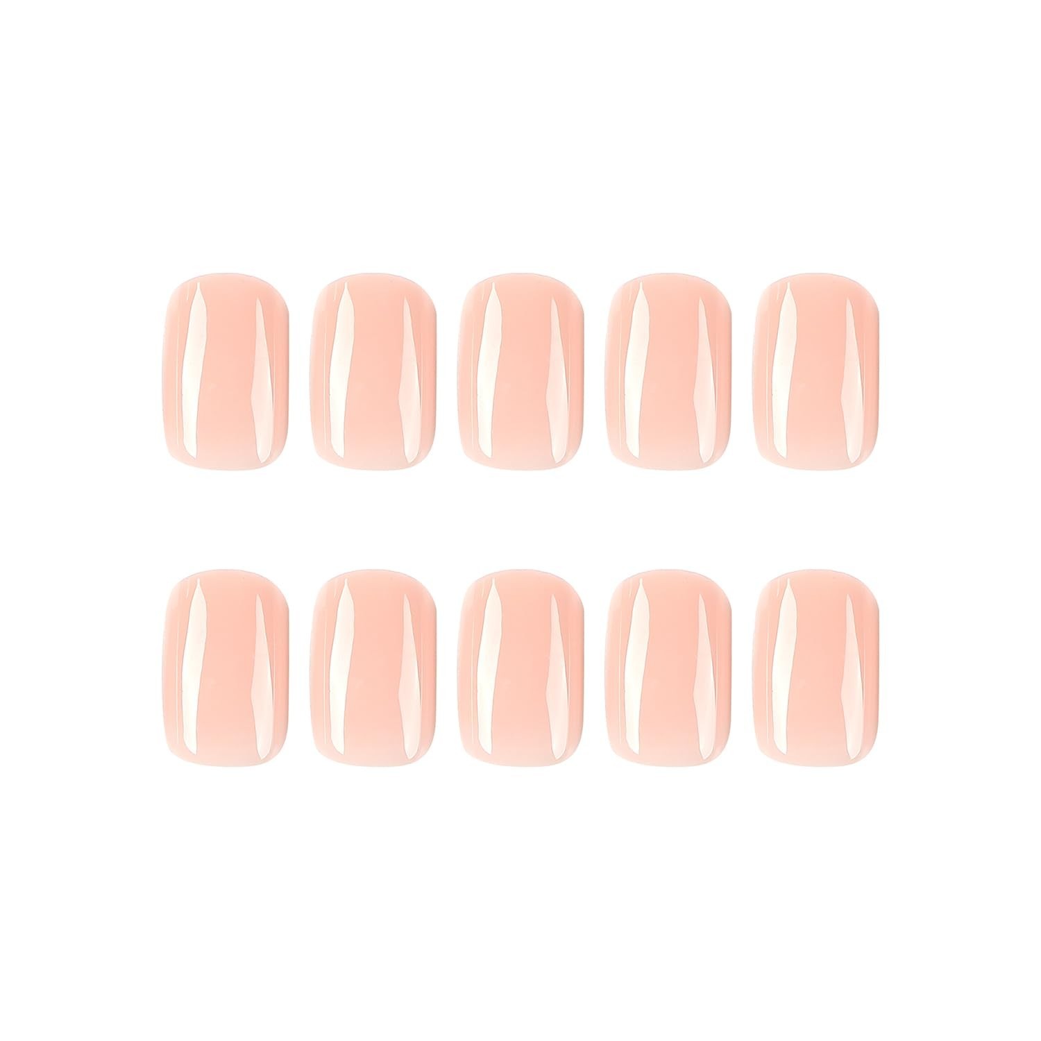 24Pcs Press On Nails Short Square Fake Nails Nude Pink Nails Press Ons Acryli…