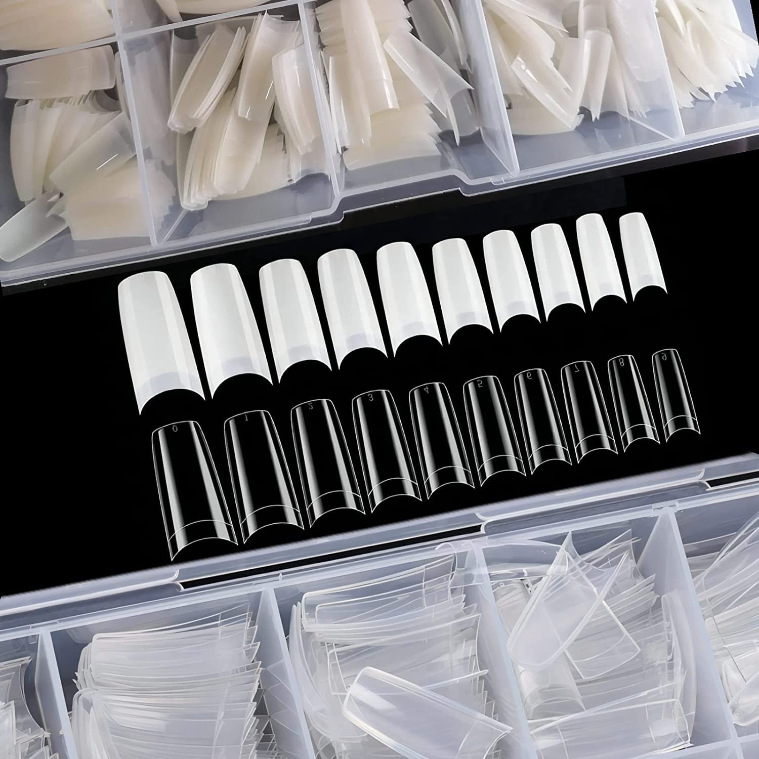 1000pcs Clear and Natural Acrylic Nail Tips,10 Size French Nail Tips For Acry…