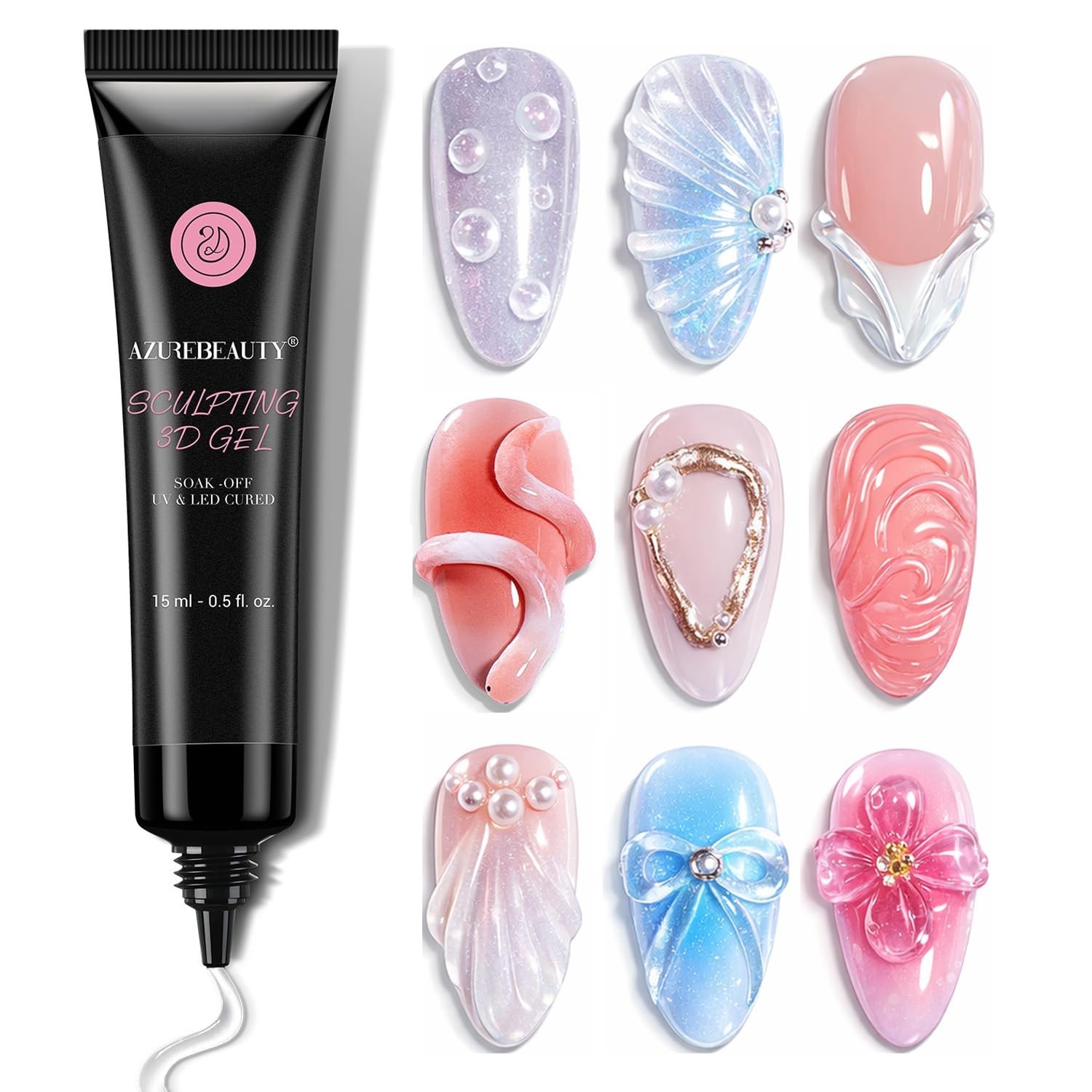 3D Gel Nail Art, Sculpting Gel for Nail Art, Molding, Carving and Drawing, Rh…