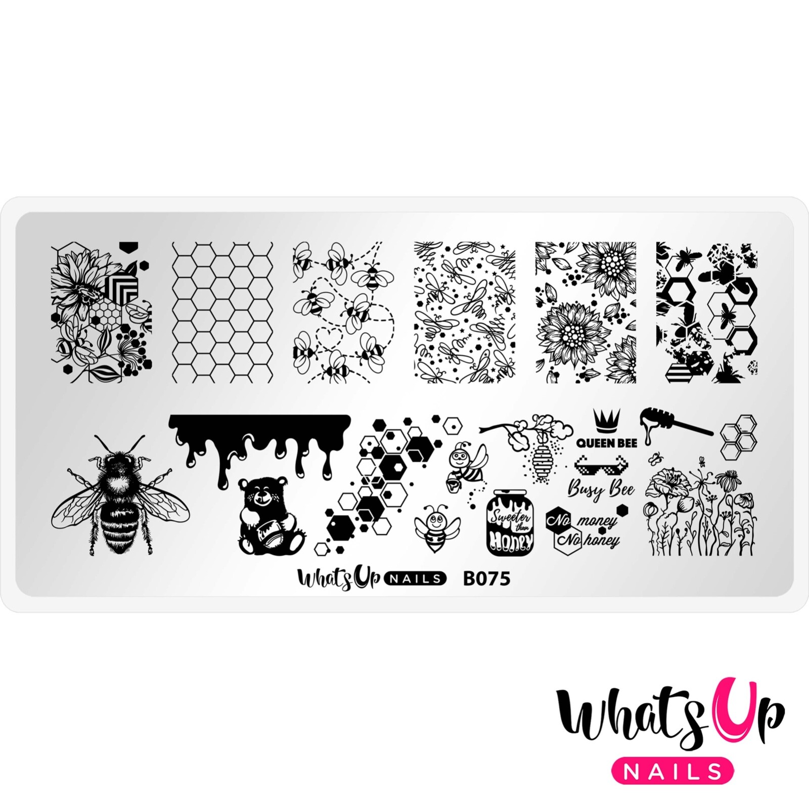 B075 Somewhere in Bee-tween Stamping Plate For Stamped Nail Art Design