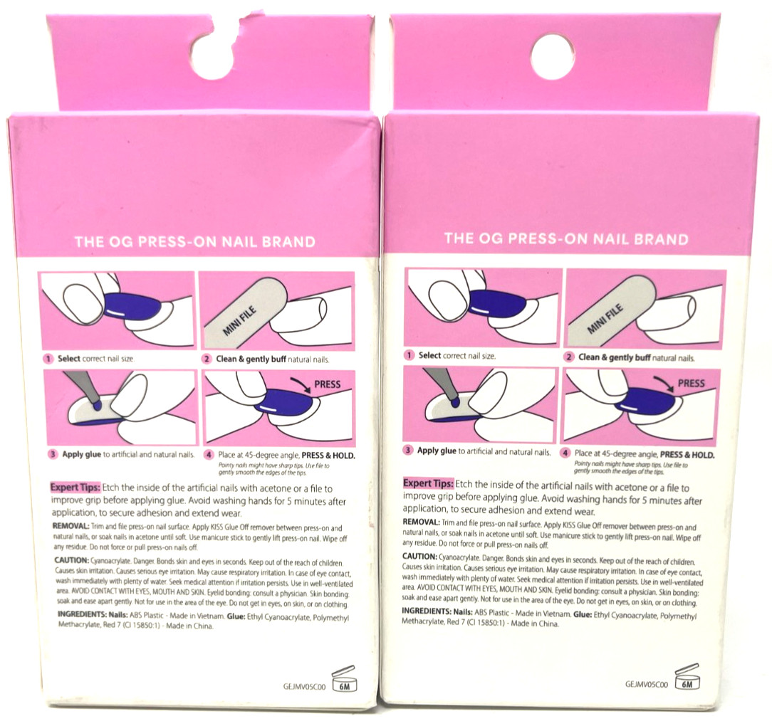 (2) Kiss Glam 3D & Jeweled Press-On Nails New In Packaging 22525 GJ07 – Ripple