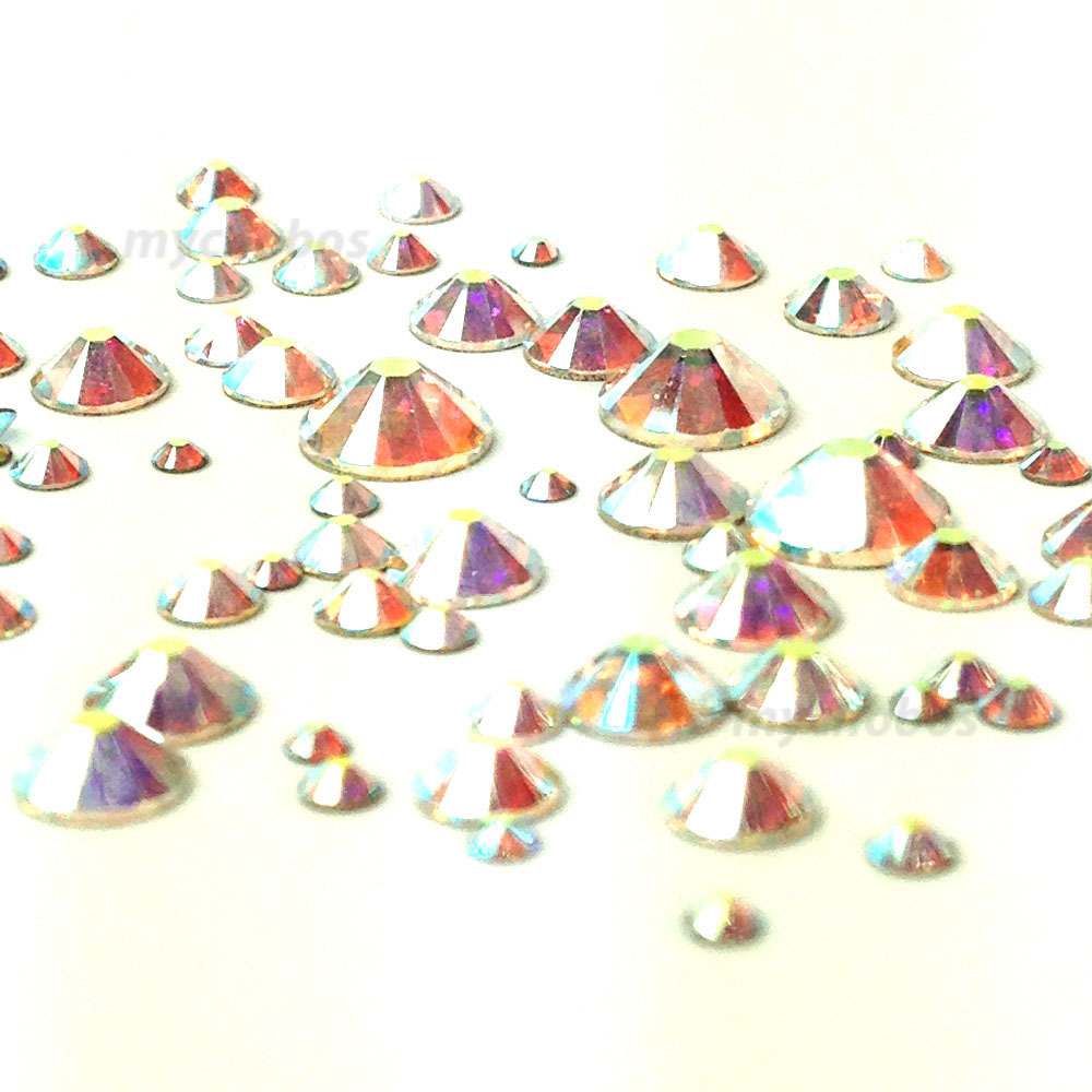 900 pcs Mixed Sizes Swarovski 2058/2088 Flatback bulk nail art CRYSTAL AB 001 AB