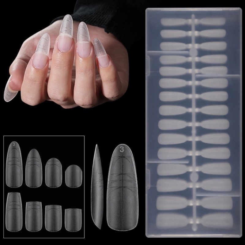 240Pcs Matte Finish False Nail Short Long Design Measurement Scale ABS