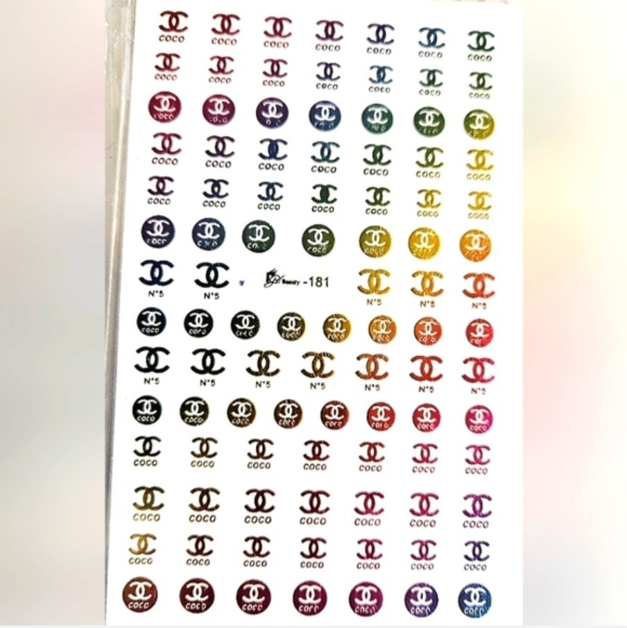 NWT NAIL ART DESIGN SELF-SEAL STICKERS HOLOGRAPHIC RAINBOW N°181!