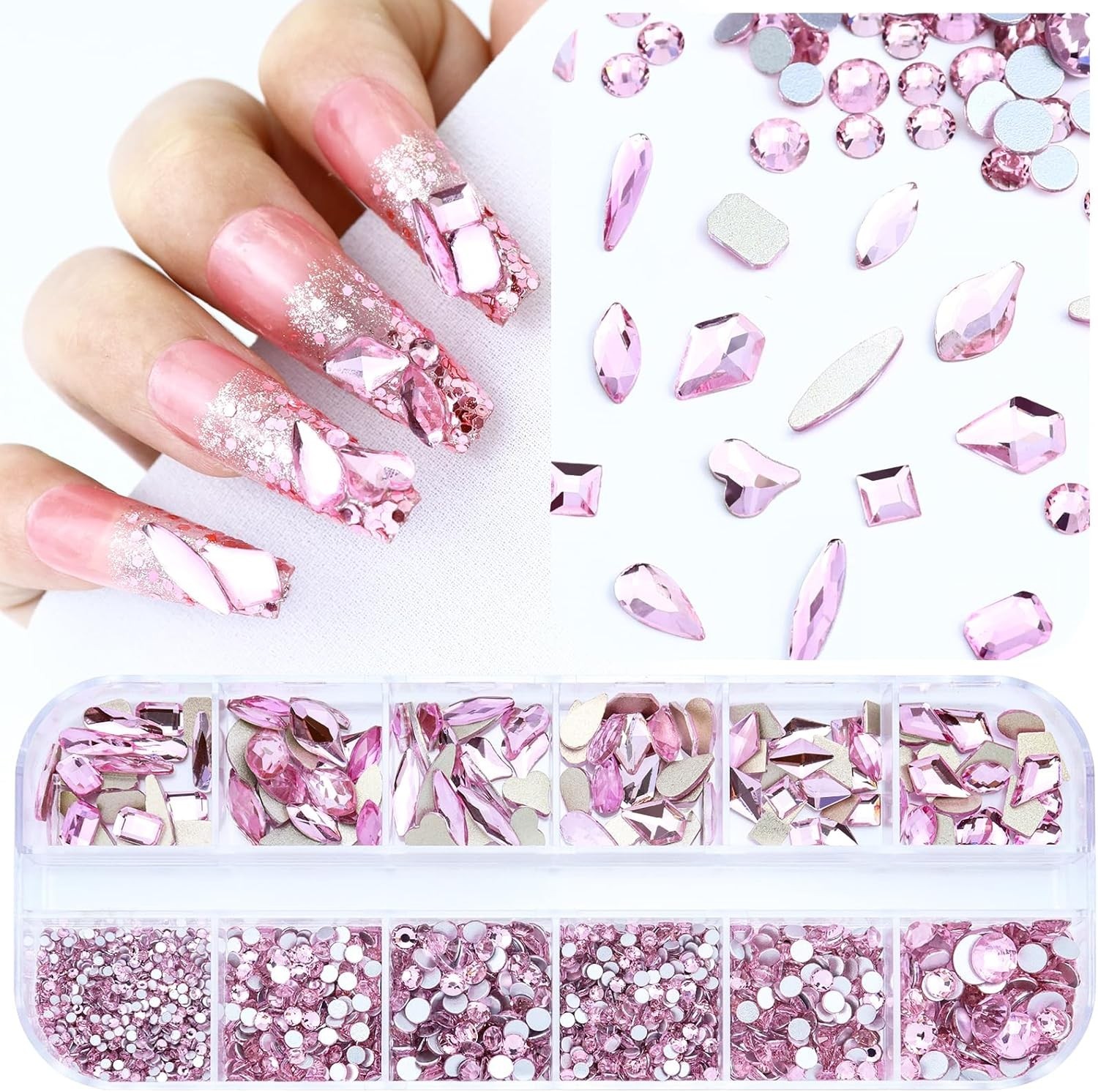 3200PCS Nail Art Rhinestones, Crystal Clear Flatback Rhinestones for Nails, Craf