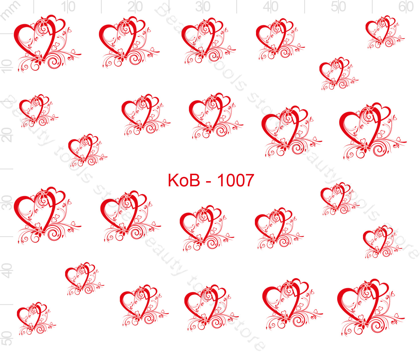 Nail Art Water Transfer Sticker Decal Stickers Pretty 3D Heart Red KoB-1007