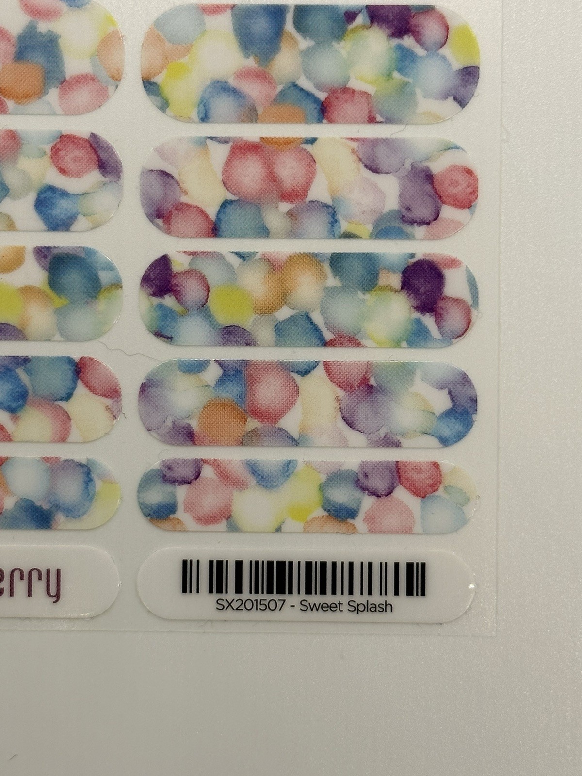Jamberry Nail Wraps – Full Sheet – Sweet Splash – Pink Blue Purple Yellow