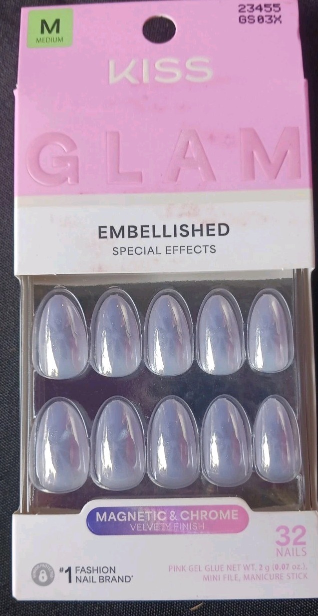 Kiss gel magnetic Nails med length 32 nails per pack chrome velvety lavender