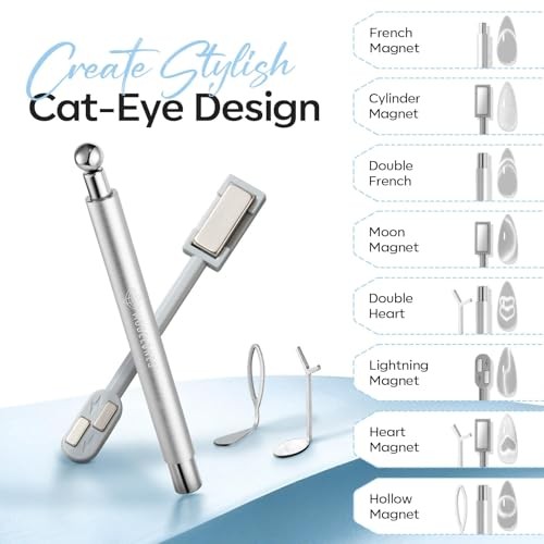Cat Eye Magnet for Nails, 3-in-1 A 3-in-1 Sliver Double Head Cat Eye Magnet
