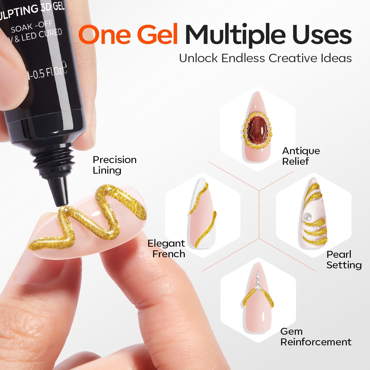 modelones Gold 3D Gel Nail Art 15g