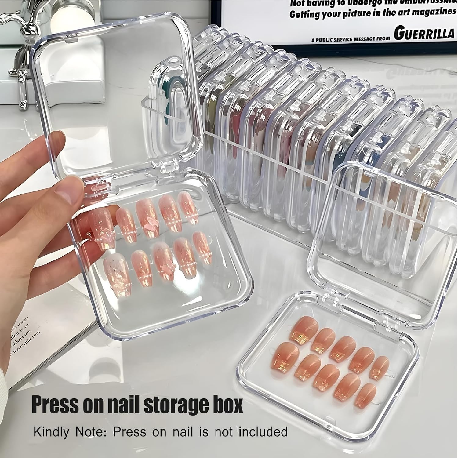 12Pcs Press on Nail Packaging Boxes, Clear False Nail Container Organizer | N…