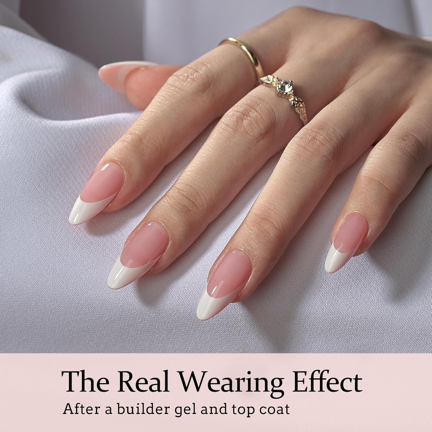 150 Piece French Tip Nails – Pink Almond Gel Tips for Perfect At-Home Manicures