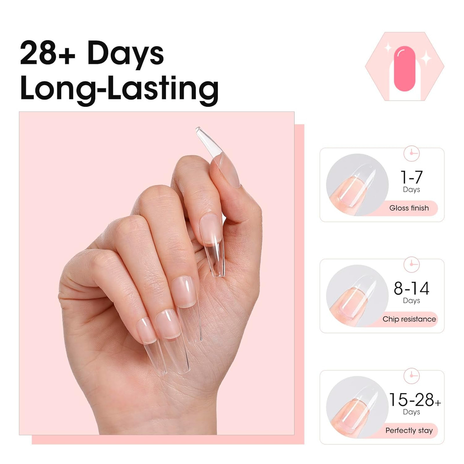 Nail Glue Gel Solid 15g UV LED Cure Repositionable Clear Bubble Free Adhesion