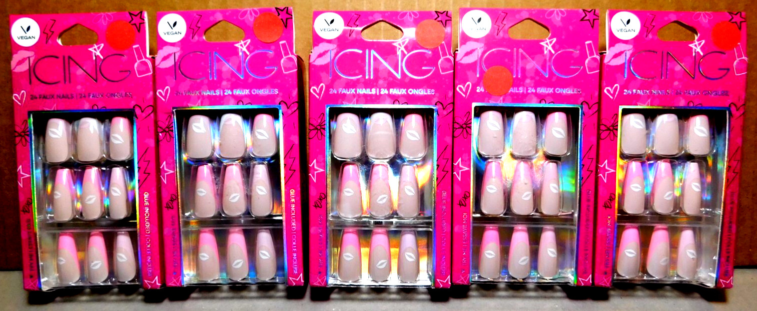 CBI Distributing Corp.~Icing 24 Faux Nails Vegan Pink, Tan, & White Lips