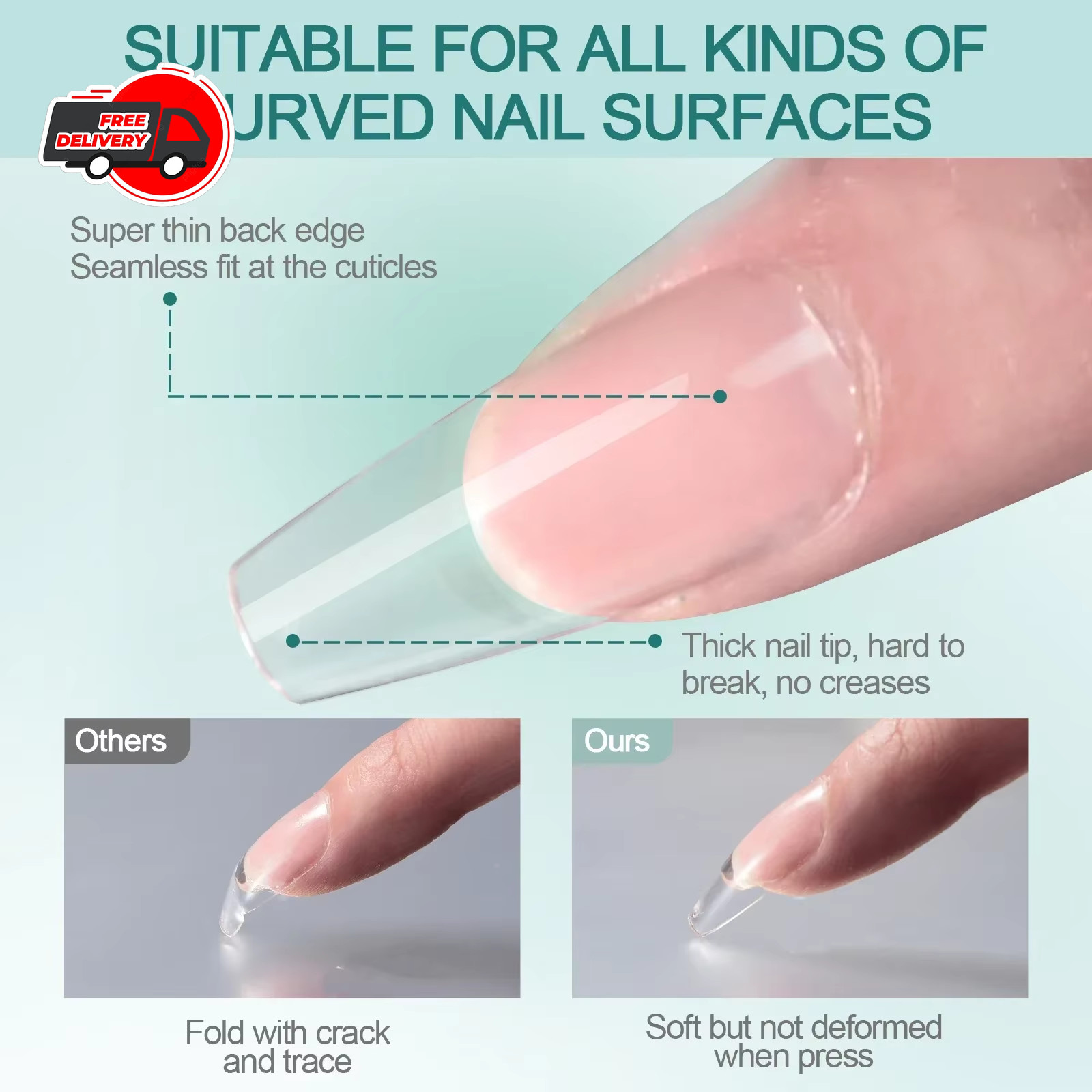 Nailpop 120pcs Gel X Nail Tips Medium Short Almond Square Soft Gel ExtensionsPro