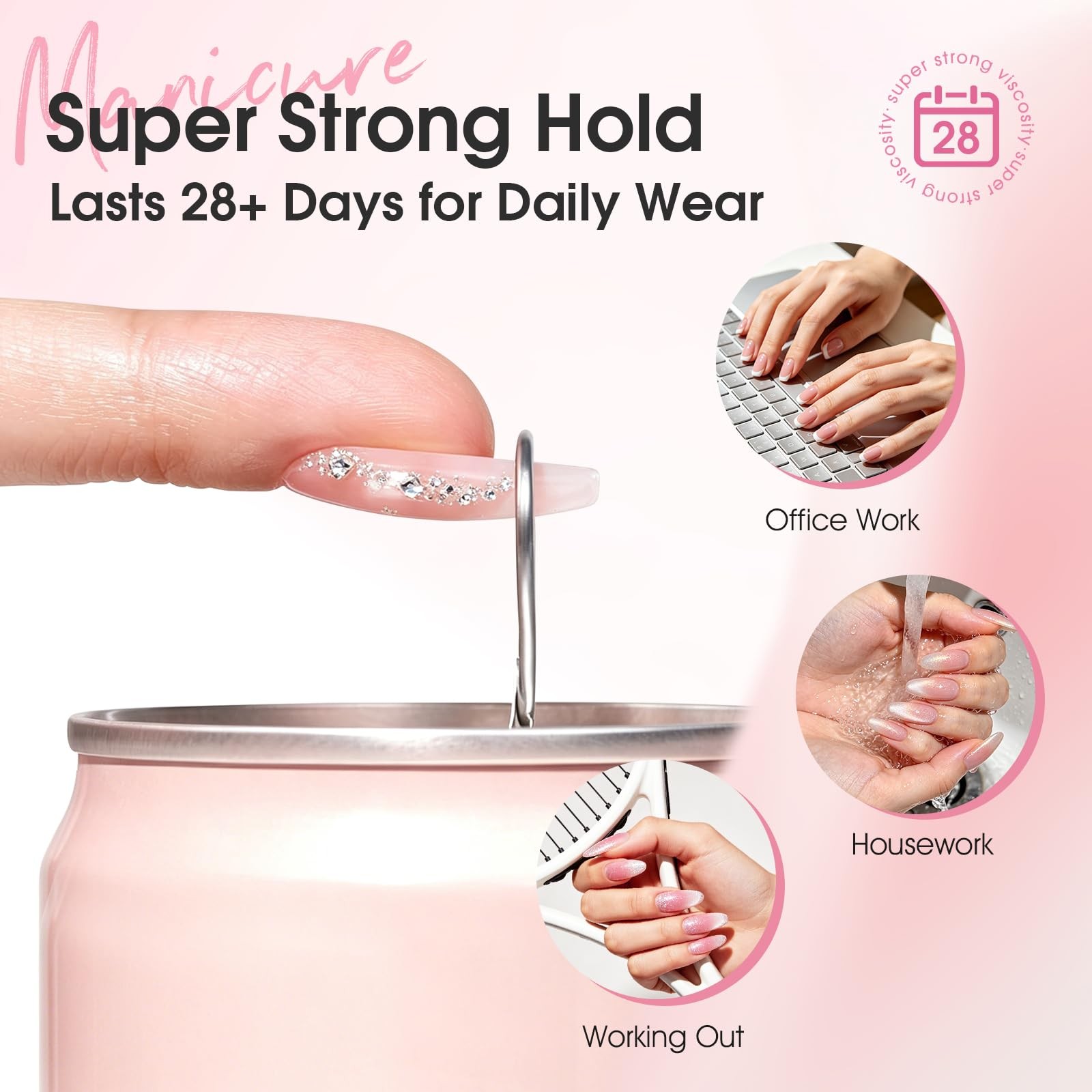 Semi Solid Nail Glue for Press On Nails, 2 Pack x 15ml