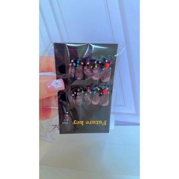 2 SETS OF Fairy grunge handmade acrylic catseye rhinestone nails set small NEW