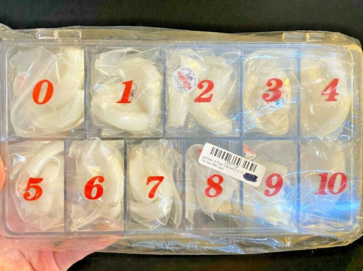 Lamour K-TIPS NATURAL 10 bag Size 0-10 (50 pcs each bag) + Tip Box