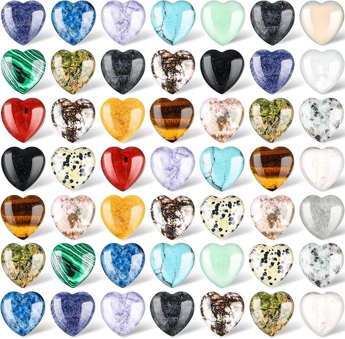 72 corazones de piedra natural 0.8″, gemas mini para decoración y meditación