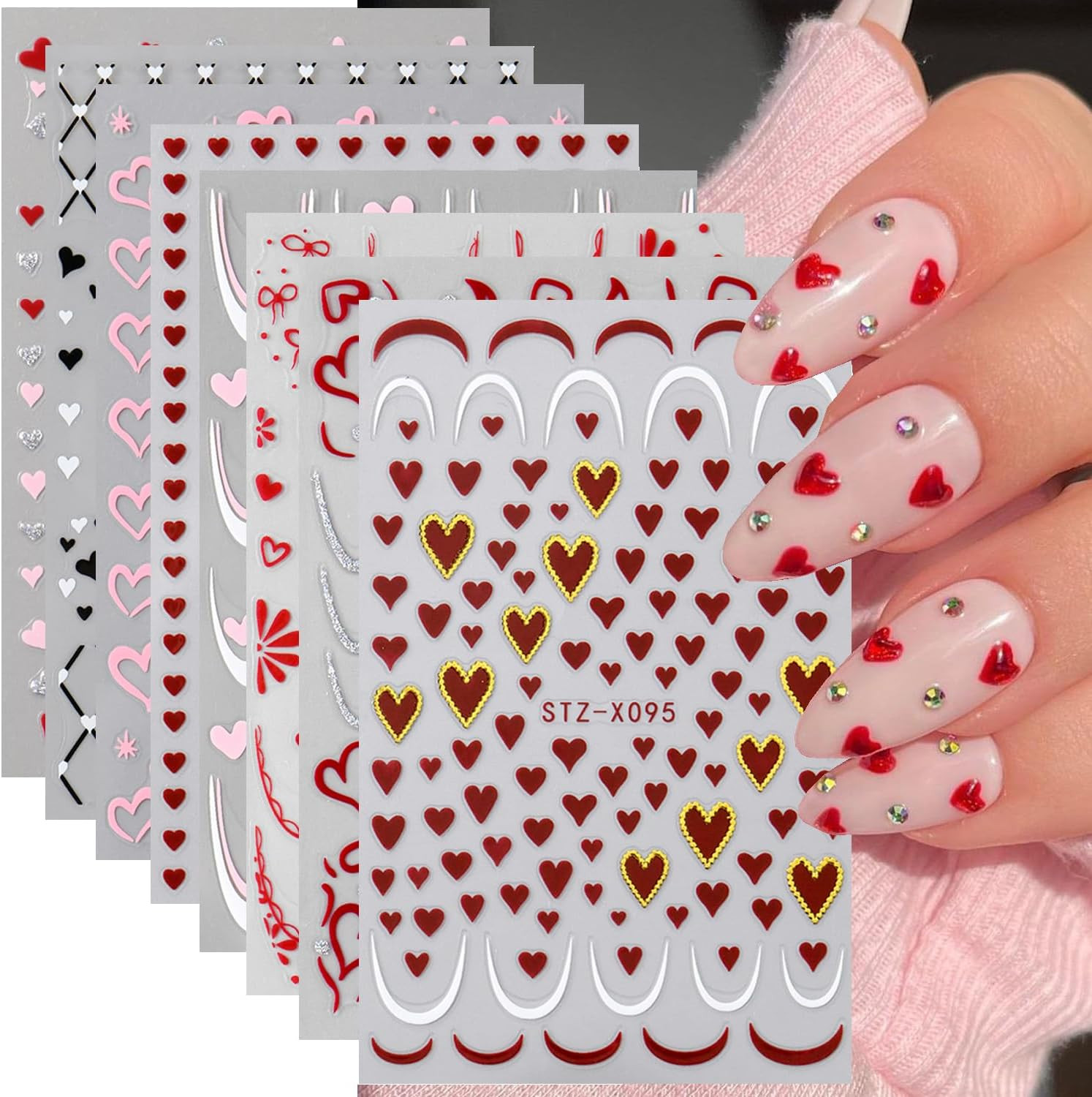 2Sheets 5D Embossed Flower Nail Art Stickers Self-Adhesive Smudge Rose Flowers F