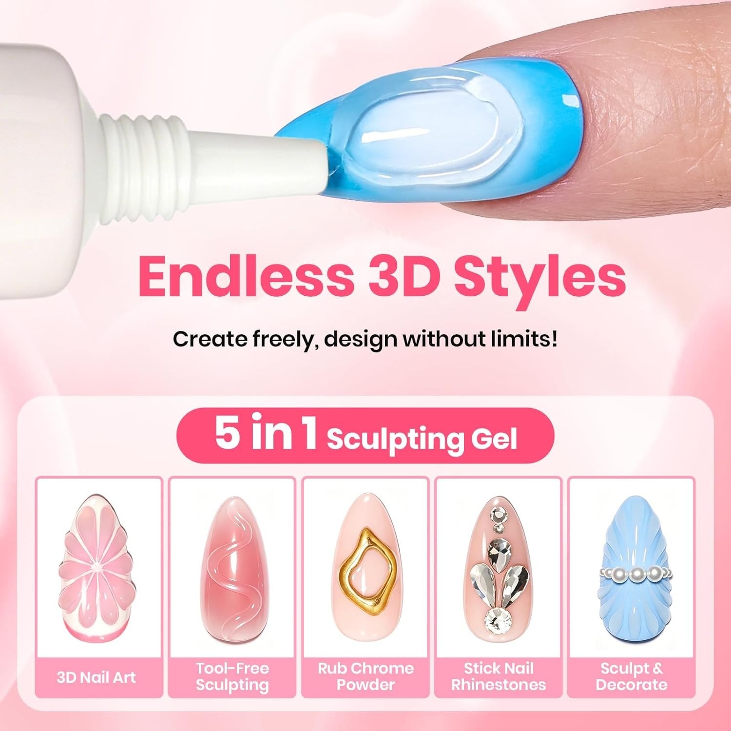 Beetles 15g HEMA-Free 3D Nail Gel for Stunning Nail Art with Rhinestones