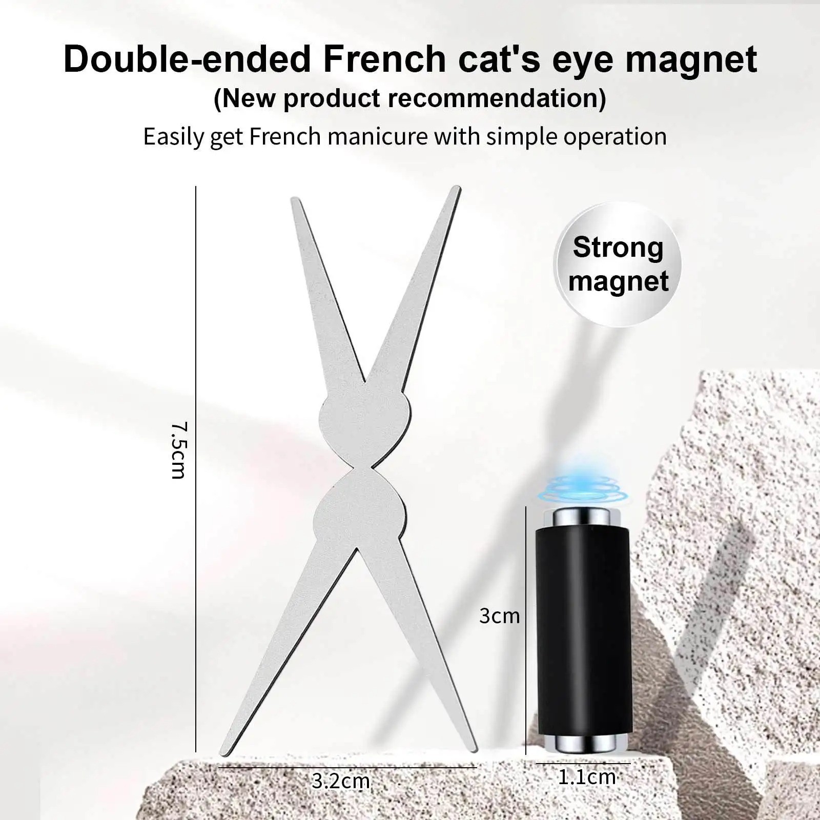Double Head French Nail Art Magnet Set 3D Cat Eye Gel Polish Magnetic Tool