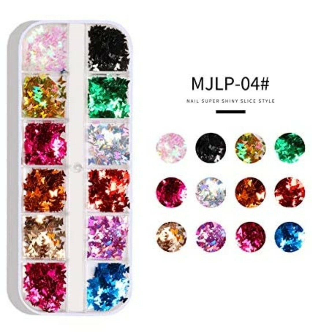 8 boxes Nail Glitter 3D Sequins by Artdone Butterfly Heart Manicure Art Acrylic