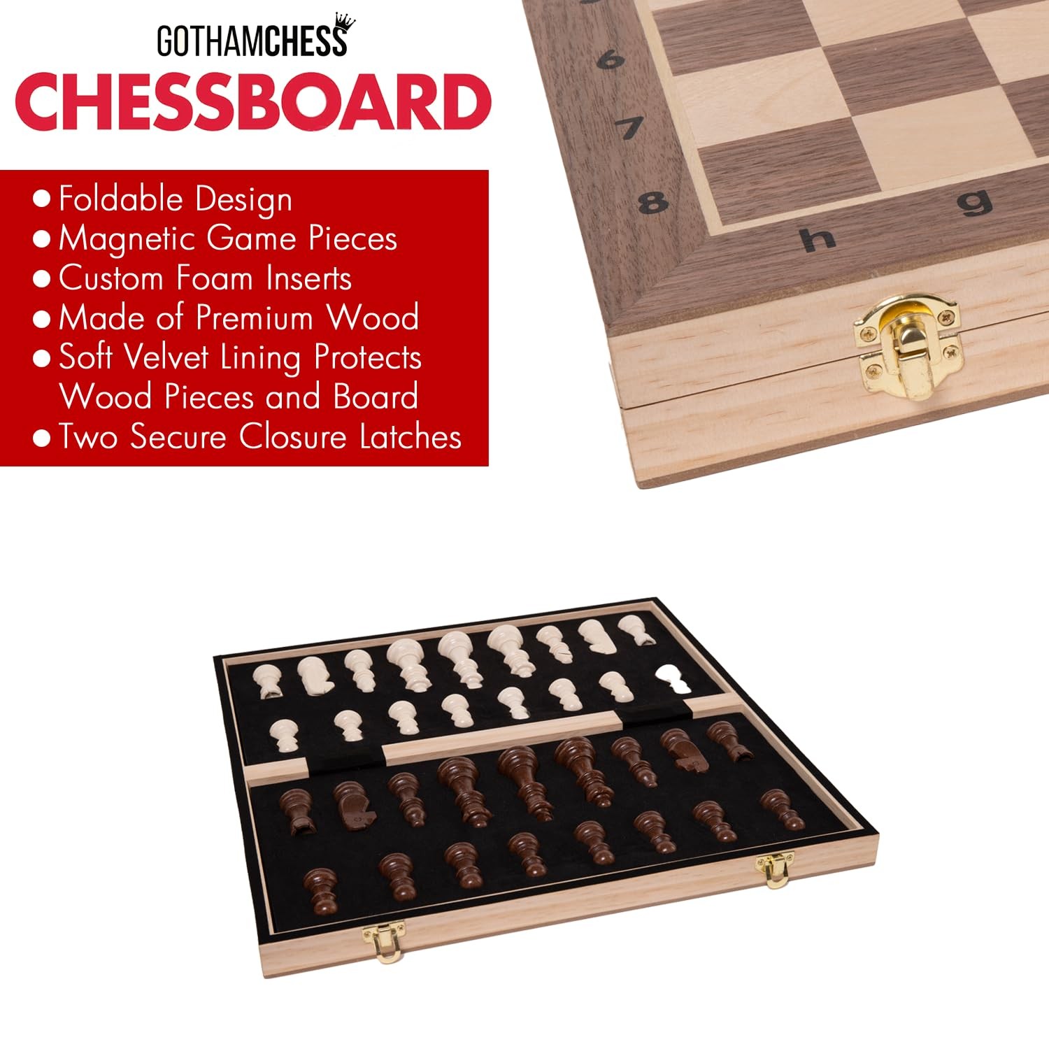 GothamChess Board | Foldable & Portable, Magnetic 15.5 inches x