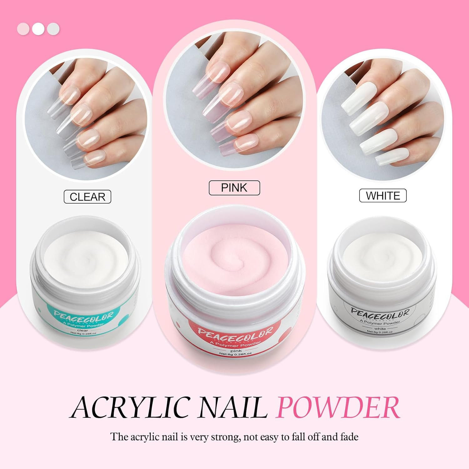 Acrylic Nail Kit for Beginners with Drill U V Light, 3Pc Acrylic Powder Clear/ P