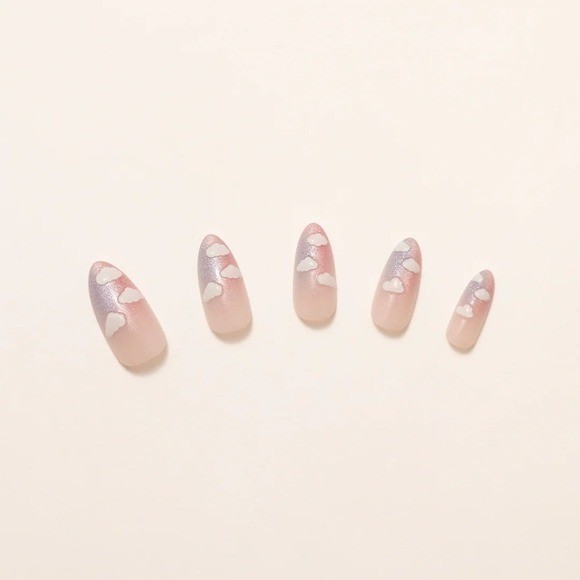 Nail Reformation Pink Purple Iridescent Cloud Press On Nails Almond Kit 30ct