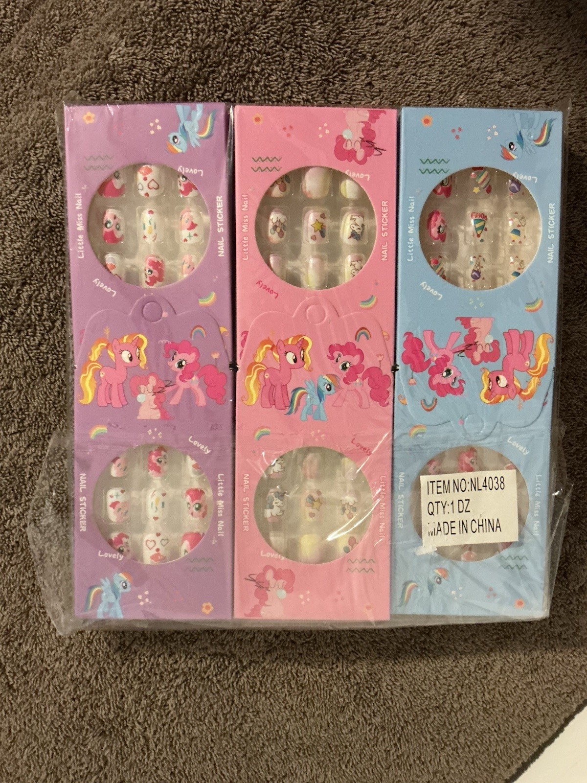 Lot Of 12! Fake Nails for Kids Girls Artificial Press on Nails NEW Little Pony