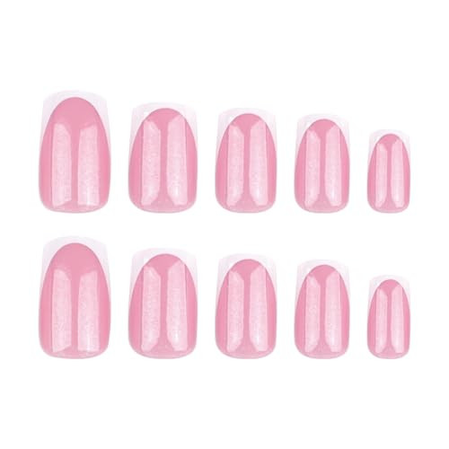 Nude Press on Nails Short Square Fake Nails Glossy Full Cover Reusable Stick