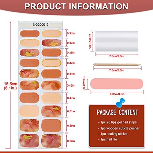 20 Tips Pink Marble Design Semi-Cured Real Gel Nail Polish KIT8 Marble Design