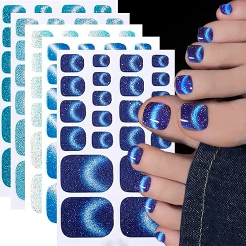 Toe Full Nail Wraps Gel Toe Nail Strips 5Sheets Full Cover Nails Wraps Style7