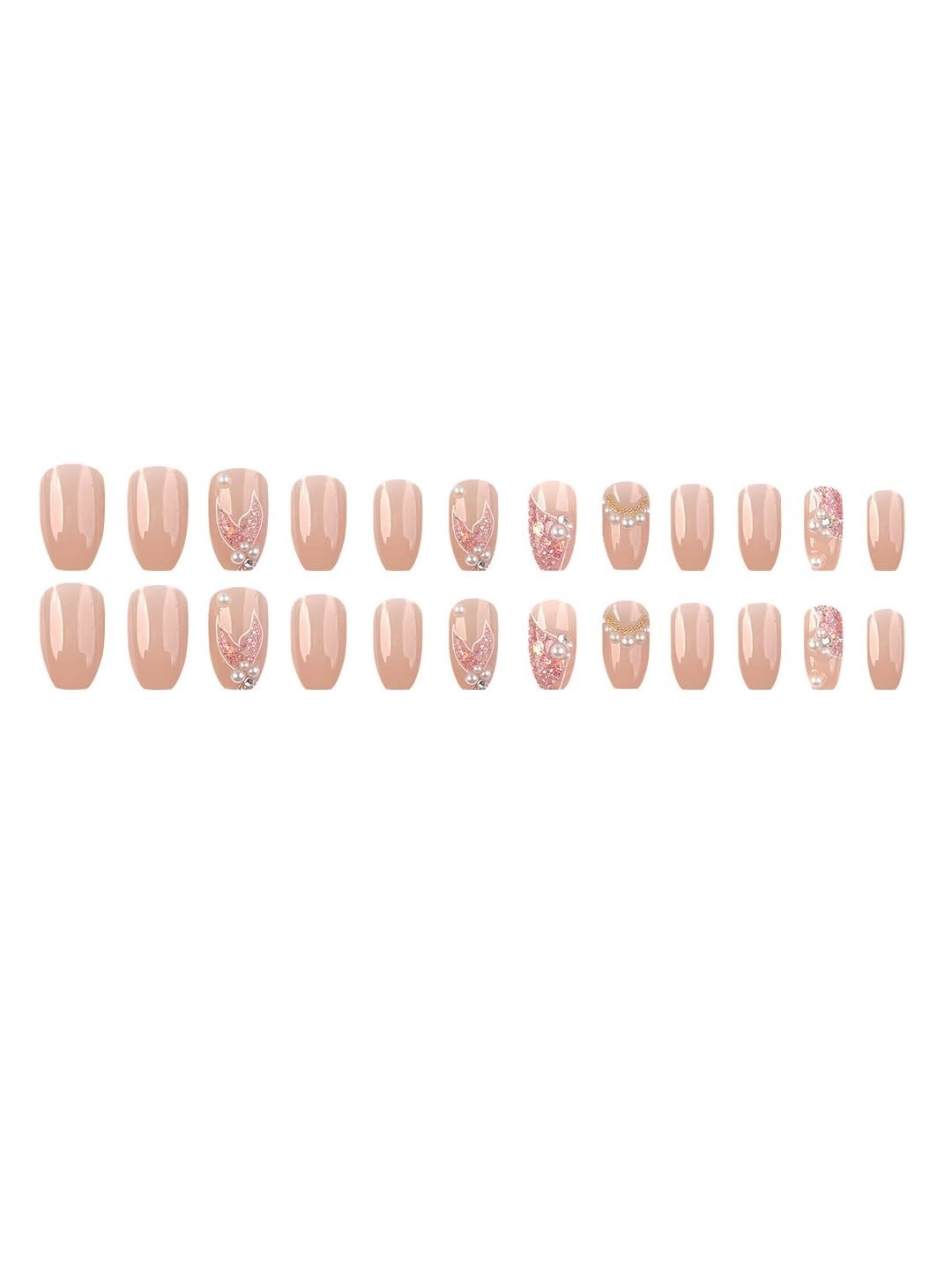Secret Lives Premium Glossy Reusable Artificial Nude Color with 3D pearls & Glit