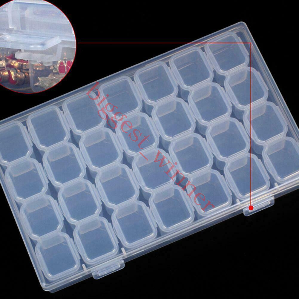1×28 Slots Empty Nail Art Storage Box Rhinestone Bead Gems Stuffs Container Tool